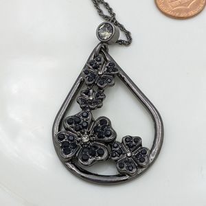 Sean Black Floral Crystal Large Pendant Necklace